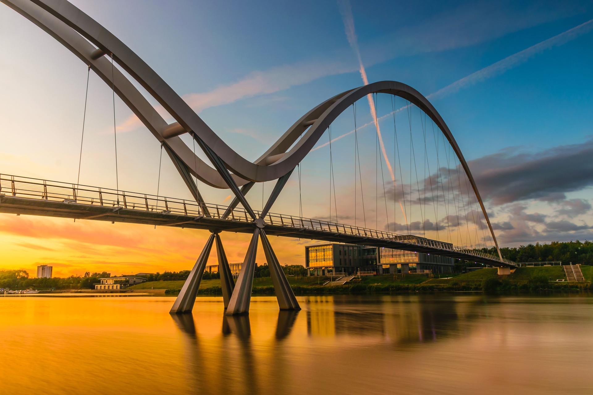 Infinity Bridge at sunset In Stockton-on-Tees, UK